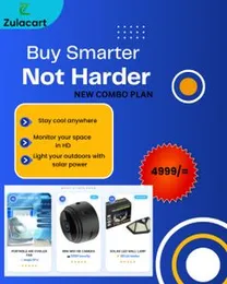 Buy Smarter Combo - Portable Air Cooler, Mini WiFi HD Camera & Solar LED Lamp