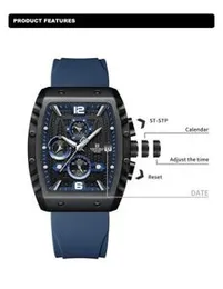 NAVIFORCE Multifunction Men Quartz Watches Sports Waterproof Silicone Strap Wrist Watch for Man Calendar Male Chronograph NF8025