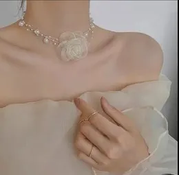Flower Choker Necklace Ribbon,Romantic Flower Necklace Pearl ...