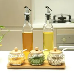 2 Set of Glass Oil & Vinegar Bottle Dispensers - 500ml