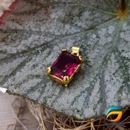 Gold Plated Pendant Stylish Pink Stone Pendant Rich Look For Women and Girls.