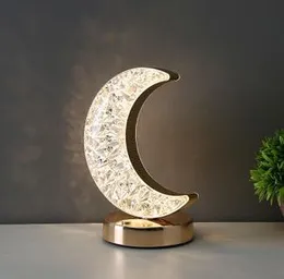 Diamond Crystal Moon Shaped Rechargeable Table Lamp
