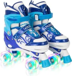 OUDEW Roller Skates for Girls Boys,fit for Kids Beginners Skate with Light up Wheels and Adjustable Sizes,Blue |65K|.