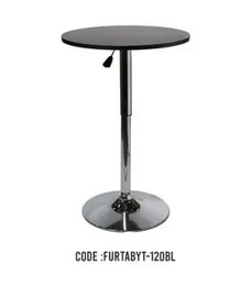 BLACK MDF ROUND TABLE WITH CHROME BASE