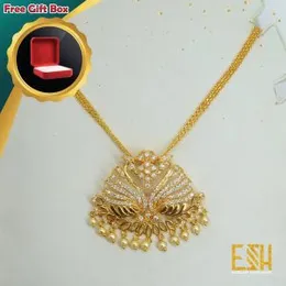 2022 Gold Plated 5mm Bismark Chain with King Size Hansa Puttuwa Pendant for Women