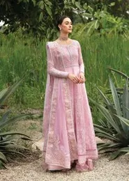 Elegant Pink Pakistani Shalwar Suit with Silver Embroidery