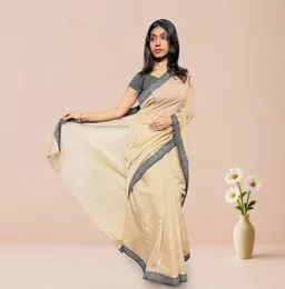 Butter With Black Border  ORGANZA COTTON