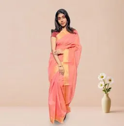 Rocket Red With Gold Boarder ORGANZA COTTON