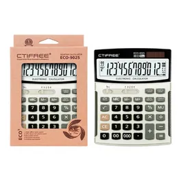 CTIFree ECO-9025 Desktop Calculator 12 Digit Large Display Dual Power Solar Battery Easy Read Office Home Shop