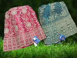 New Indian Designer  Dark Pink & Blue Wedding Wear Fancy Bridal Lehenga Choli Material