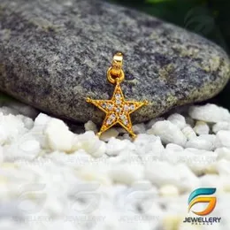 22kt Gold Star Pendant With Zirconia White Stones Pendant For Women.