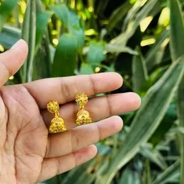 Gold Plated Beautiful Jimikki Drop Earrings with Flower Head & Beads for Women & Girls
