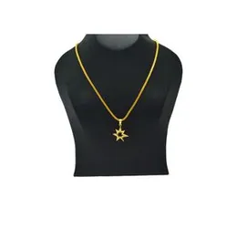 Gold Plated 5mm Double Albert Chain With New Stone Star Pendant For Women-18 inch