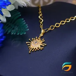 Gold Plated Guarantee 18/24 inch 05mm Machin Cut Link Chain with Octopus Theme Pendant Necklace for ladies & Women.