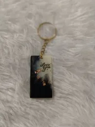 Rectangular Resin Marble Keychain