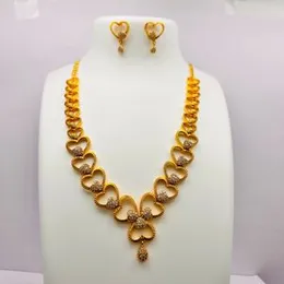 Gold Plated neklas Beautiful hart shape fashion new design necklace and earring with fixed stone for women and girls [with free box]