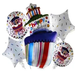 5 Pcs Foil Balloons Cake Birthday Party Decoration
