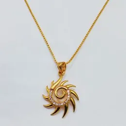 Gold Plated 1mm Box Chain With Sun Design Pendant For Women.