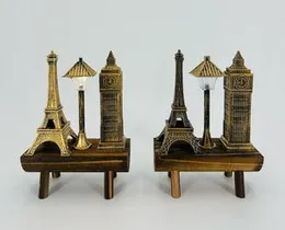 vintage Eiffel Tower and Big Ben with an integrated light ornament
