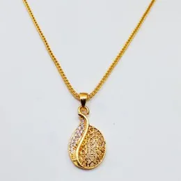 22kt Plated Orgnl Fox Chain With Vermeil Style Filigree Drop Pendant  For Women.