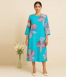 Cyan Blue with Multicolor RC FROCK 100D