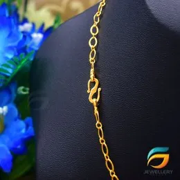 Gold Plated 04mm Machine Cut Link Chain Guaranteed 18/24 inch Chain with Flower Sun Pendant Necklace for ladies.