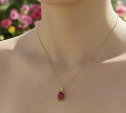 22KT gold plated disco kerali chain 18/24 inch with Cubic zirconia rectangle RED stone eye cathing rare chain penten