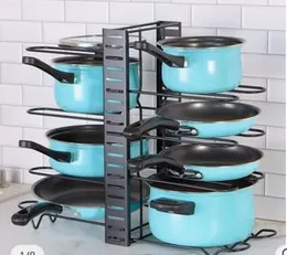 Multi-layer Folding Storage Pot Cover Rack Metal