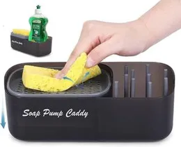 kitchen dish soap dispenser and sponge holder caddy