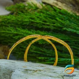 Choice Bangles Kolkata Designer Gold Metal Bangle Set White Line With Stone Fore Women-20cm