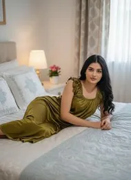 Indian Premium Nighty Women's Satin Solid Maxi Nighty