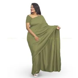 Olive Green Vichithra Satin Plain
