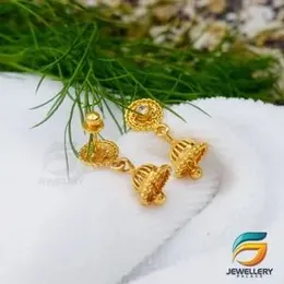 Gold Plated Stylish Beautiful Small Jimikki Earrings With Stone for women and Girls Screw Back.