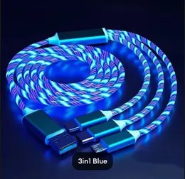 LED Flowing Light Up Charger Cable Blue, Multi Charging Cable,Micro Type-C Charging Cable for Phones,USB-C Fast USB Charger Cord