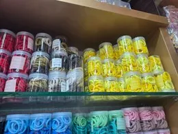 Colorful Elastic Hairbands in Clear Storage Jar