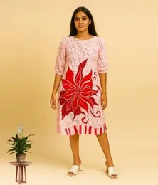 Light Pink with Red & Pink LS Frock 06