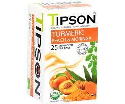 Tipson Tea Organic Turmeric Peach and Moringa (37.5g) 25 Bags   tea powder