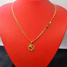 Gold Plated S Cut Link Chain & charm Exquisite Round with Lion White Crystal Stone Pendent 24 Inch Stylish Design Guaranteed Necklace