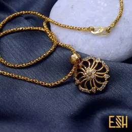 Gold Plated New 3MM Rope Chain 18/24 Inch with Sunflower Theme Pendant