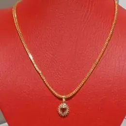 2.2mm fox chain with stone pendant.