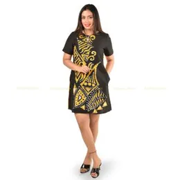 Black With Yellow and White Batik Dress.
