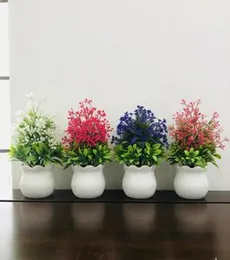 Artificial Flowers Plum Blossom Small Potted Plants Indoor Outdoors Fake Flowers Office Table Potted Ornaments For Home Garden Decoration