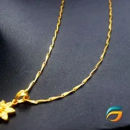 Gold Plated Guaranteed 18/24 inch 01mm V-Cut Chain with Small New Flower Pendant Necklace for Women.