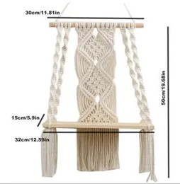 YOU LIKE HAND WORKS Macrame Wooden Wall Hanging Shelf | Modern Chic Woven Macrame Tapestries, Wall Art Home Decor, Dorm, Bedroom, Living Room, Nursery