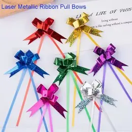 30mm Medium Laser Color Pull Bow 10Pcs Flower Paper Ribbon For Gift Wrap & Wedding Decoration Gift Pull Ribbons Flower Wrappers Car Decor