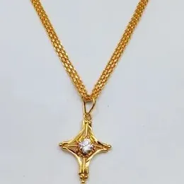 22kt Plated 4mm Bismarck Chain With Opal Cross With Stone Pendant For Women
