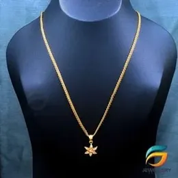 Gold Plated Chain With Pendant 18/24 inch 02MM Bismark Chain with Flower Pendant Necklace for Ladies & Girl.