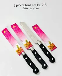 24.5 cm set of three Baishun fruit knives with stainless steel blades