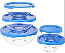 5pcs Glass Cooking Bowl Set With Lid (Microwave)