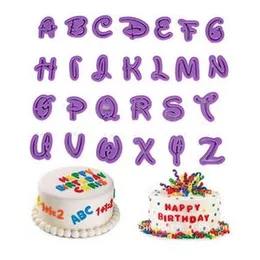 Set of 26pcs DIY Letter Number Cake Cutter For Fondant Sugarcraft Plastic Letter Cookie Plunger Cutter Mold Decorating Tools